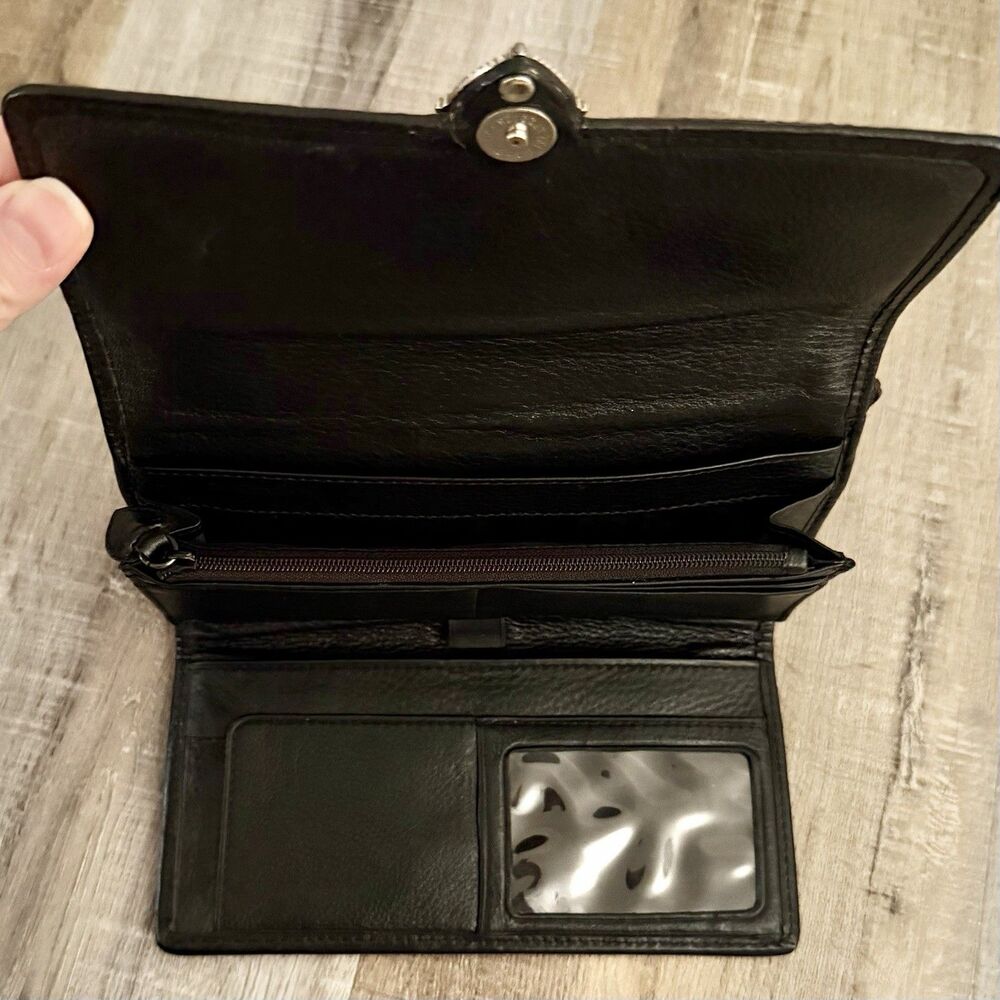 Brighton Brown Small Crossbody Bag Purse Wallet Trifold Organizer Embossed - Picture 12 of 14